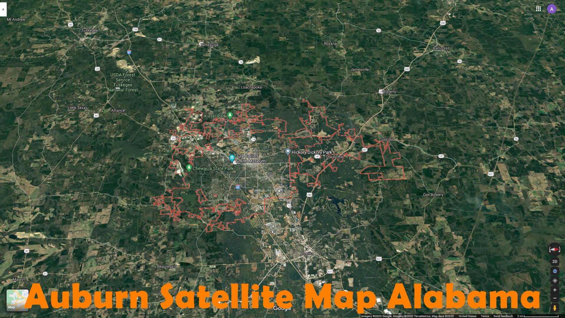Auburn Satellite Carte Alabama